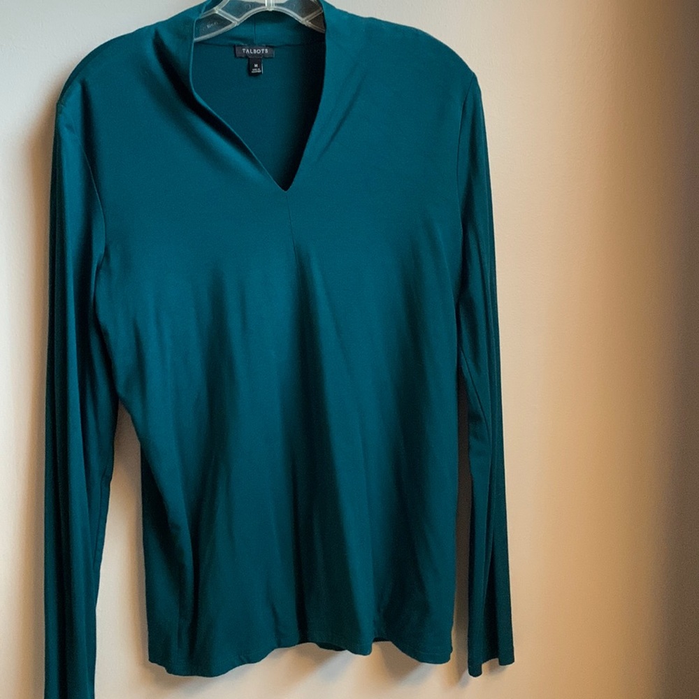 Talbots dark turquoise v neck top